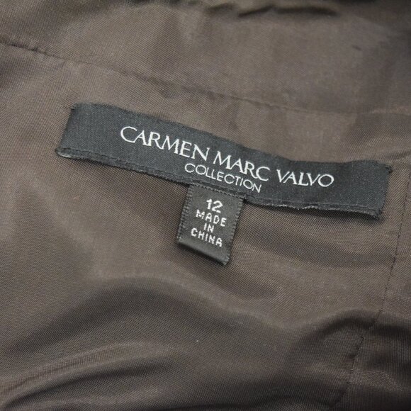 Carmen Marc Valvo - Brown Metallic Ruffled Evening Set - 12 - Picture 11 of 14